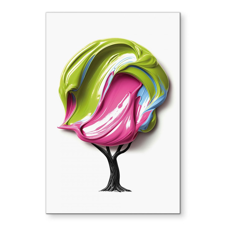 Wandbild Baum mit bunter 3D-Krone - Mielu - Alu-Dibond - WA458537