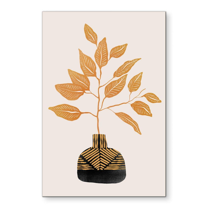 Wandbild Goldener Zweig mit Blättern - Cats & Dotz - Alu-Dibond - WA491581