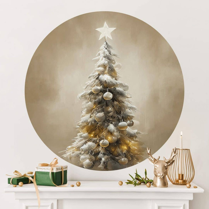 Wandtattoo Goldener Weihnachtsbaum - Treechild - Rund - WA413063