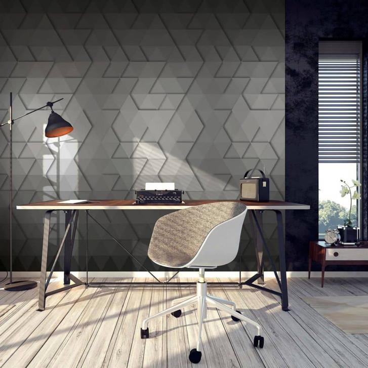 Fototapete mit Illustrations Muster, Grau Grafisch 3.40 x 1.06 m - WA448925