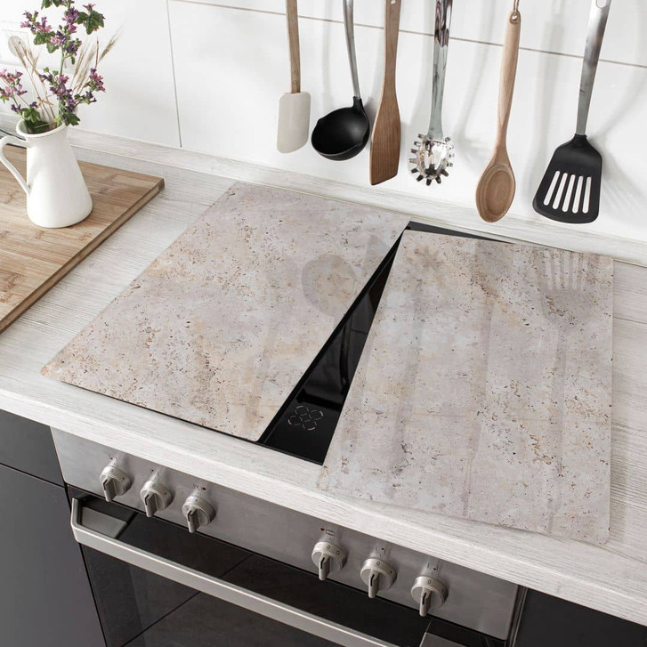 Herdabdeckplatte Textur einer beigen Steinmauer - Pictufy Studio - WA443917