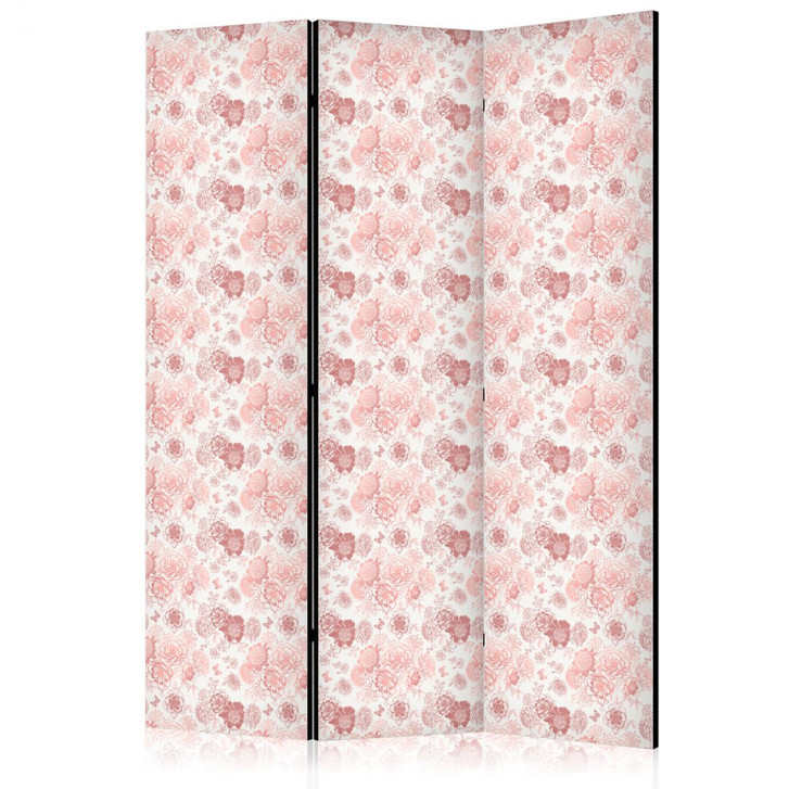 Paravent, Raumteiler freistehend, Trennwand - Pink Blossoming - Warm Floral White - WA441663