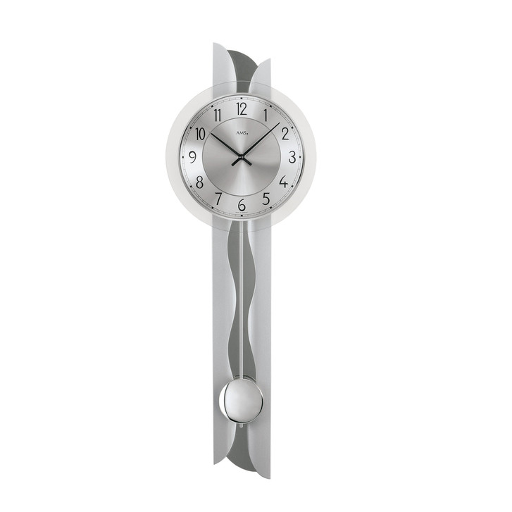 Pendelwanduhr Silberlackierte Holzrückwand mit Metalleinlage - UG100889