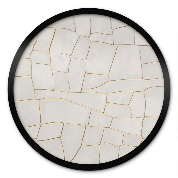 Poster Abstraktes Rissmuster in Beige - Alma - Rund - WA497987