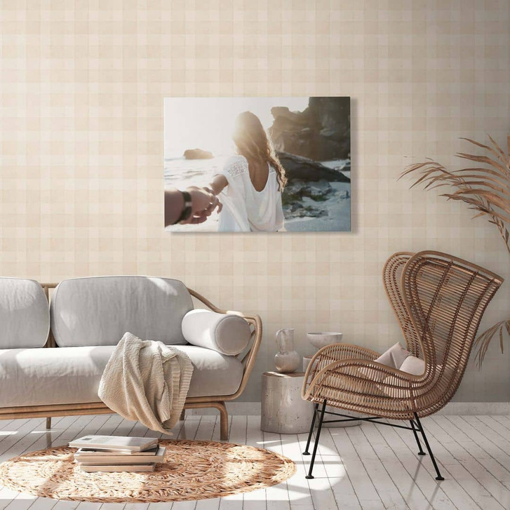 Tapete karriert PVC-Frei - Landhaus-Tapete Vlies von A.S. Création Beige Natur 386643 - WA395609