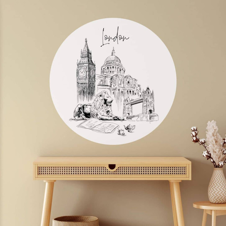 Wandsticker Wandtattoo Love your City - London - Schwarz-Weiss - Rund - WA350794