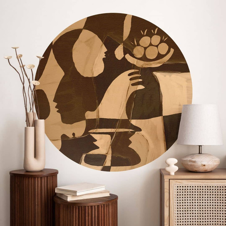 Wandtattoo Abstrakte Komposition in warmen Erdtönen - Al Dafai - Rund - WA437412