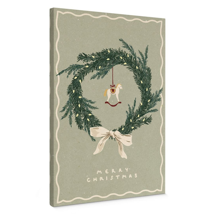 Leinwandbild Weihnachtskranz mit Schaukelpferd - NKTN - WA496248