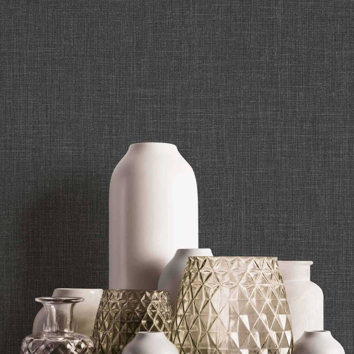 Denim-Textur Vliestapete Dunkelgrau - Elegante Unitapete für moderne Innenräume - WA506787