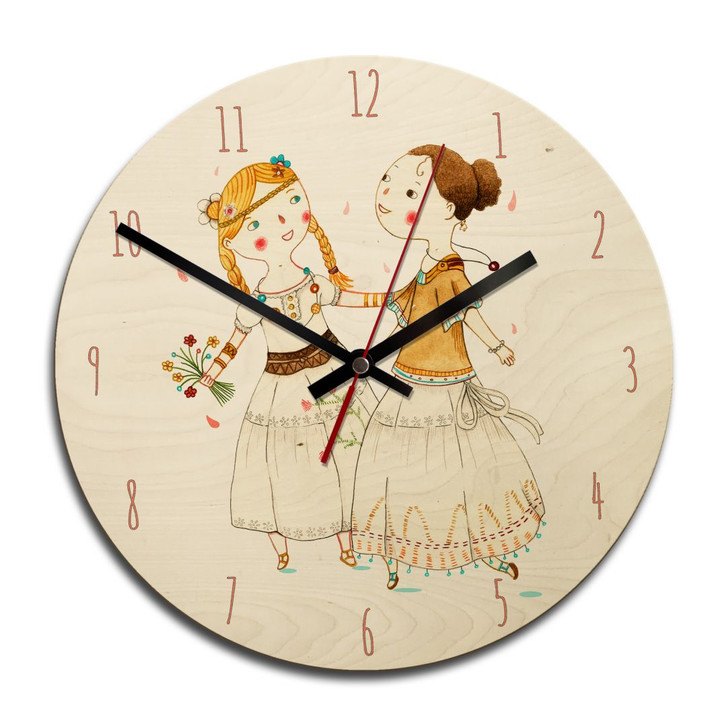 Holz-Wanduhr - Loske - Hippie Mädchen - WA233497