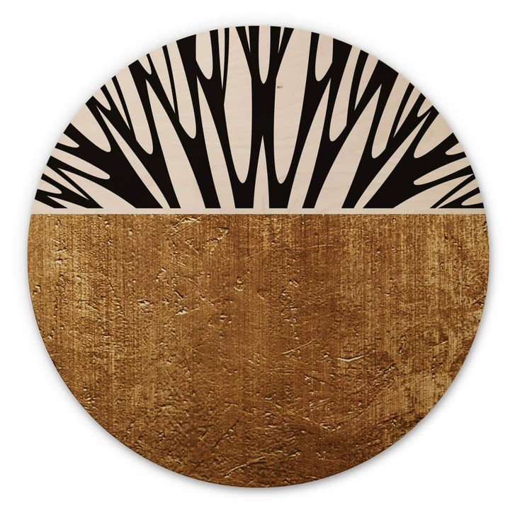 Holzbild Kubistika - Baum des Lebens - Gold - Rund - WA340883