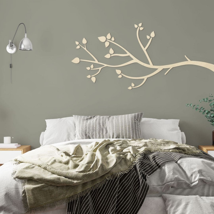 Holzdeko Ast mit Blättern | Natürliche Wanddeko - Pappel - WA437109