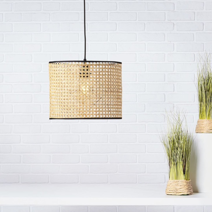 Pendelleuchte Toni, beige, 174 x 30 cm, Rattan Pendellampe, dimmbar - WA438970