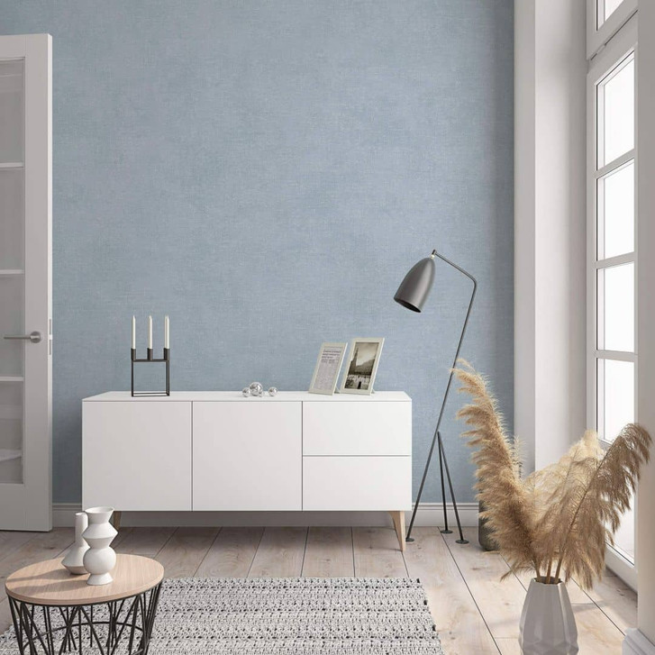 Vliestapete mit moderner einfarbiger Optik und Struktur in blau, grau Uni - WA450306