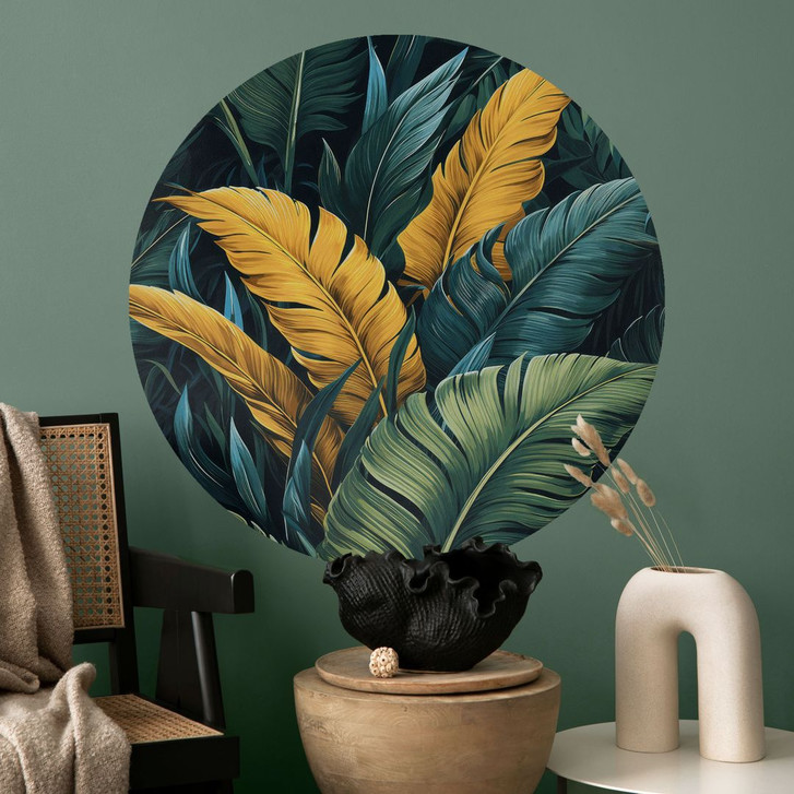 Wandtattoo Bunte Palmenblätter - Jaszke - Rund - WA412787