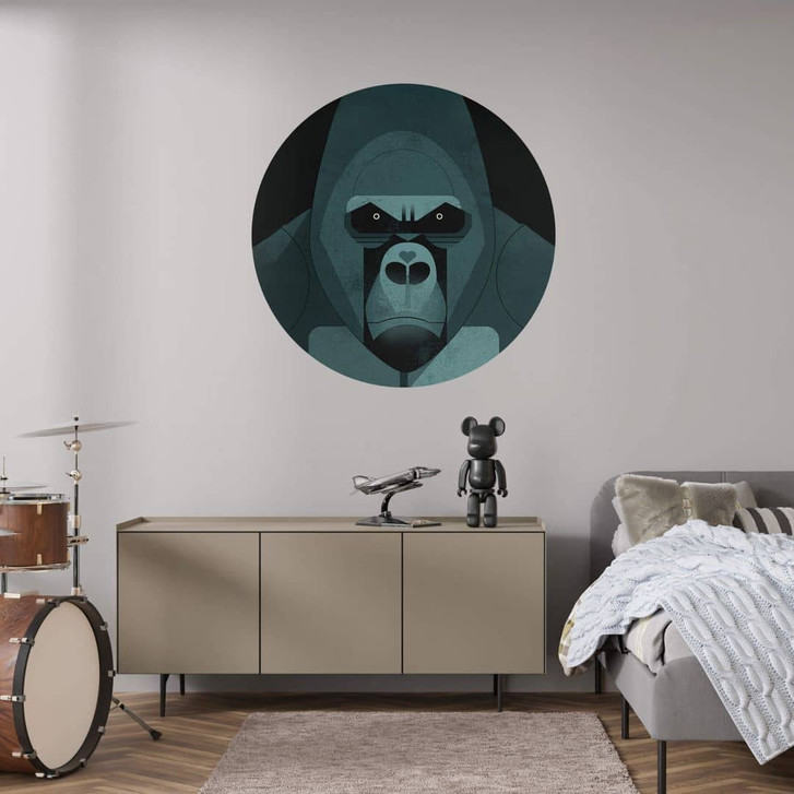 Wandtattoo Gorilla - Braun - Rund - WA412999