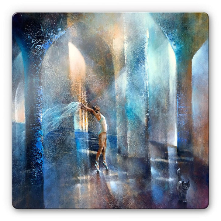 Glasbild Schmucker - Katze und Tänzerin - WA232432