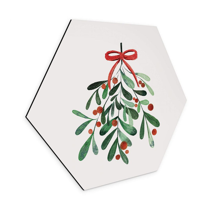 Hexagon Wandbild Weihnachtlicher Mistelzweig - Alu-Dibond - Kristina - WA393598