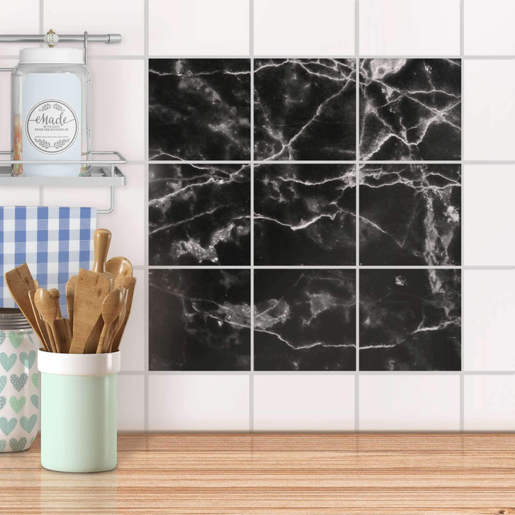 Klebefliesen - Marmor schwarz - 9er Set - CR107978