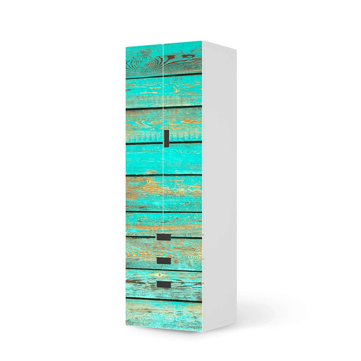 Klebefolie IKEA Stuva / Malad - 3 Schubladen und 2 grosse Türen - Wooden Aqua - CR111869