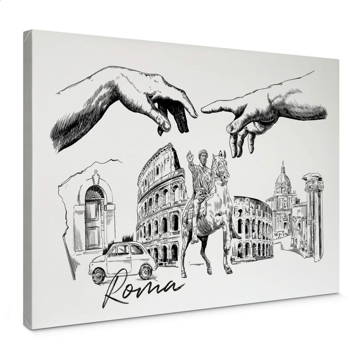 Leinwandbild Love your City - Roma Schwarz-Weiss - WA347651