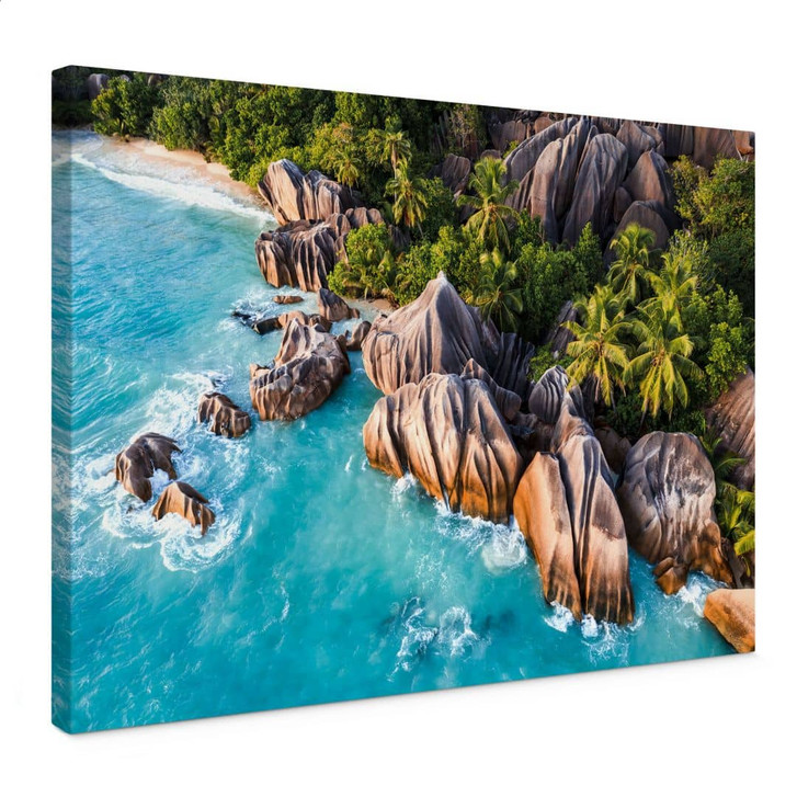 Leinwandbild Tropische Felsenküste der Seychellen - Colombo - WA472771