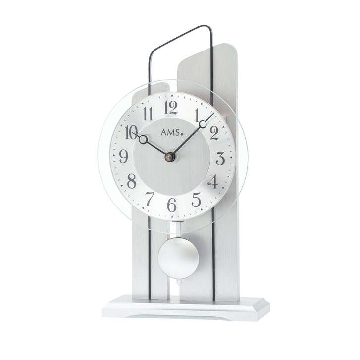 Tischuhr Holzgehäuse Aluminium-Oberfläche, Metallzierteil - UG100356
