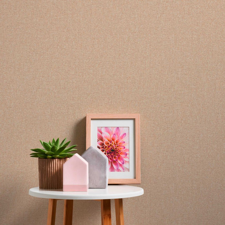 Unitapete mit Strukturmuster Beige - Tapete mit Gewebe-Optik - WA396712