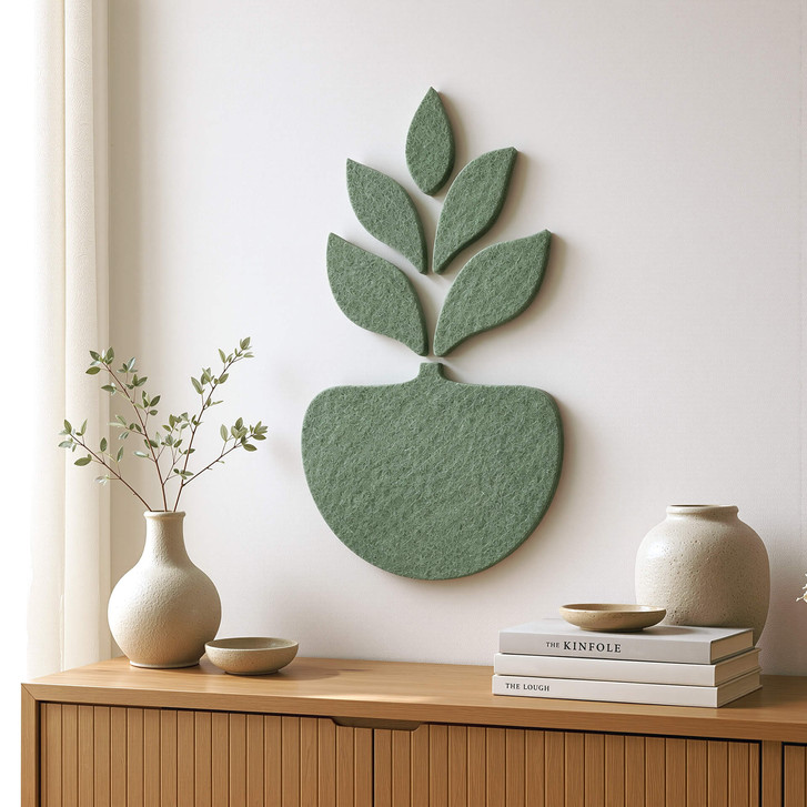 Wanddeko aus Filz - Blatt in Vase mit Akustikfunktion - WA514783