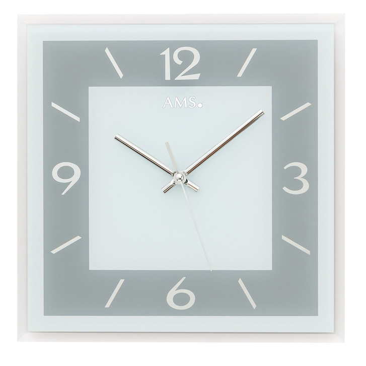 Wanduhr Facettiertes und bedrucktes Spiegelglas blaugrau - UG100462