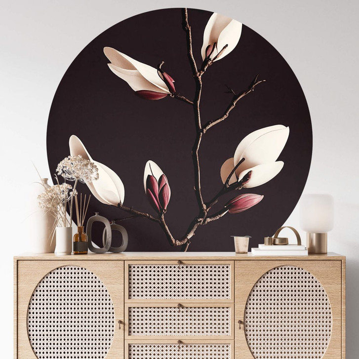 Blumen Wandtattoo - Edle Magnolienblüten Rund - Treechild - WA413014