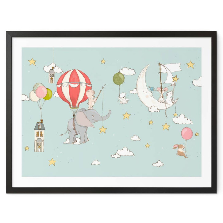 Poster Fliegende Tiere mit Heissluftballon - Skellern - WA407428