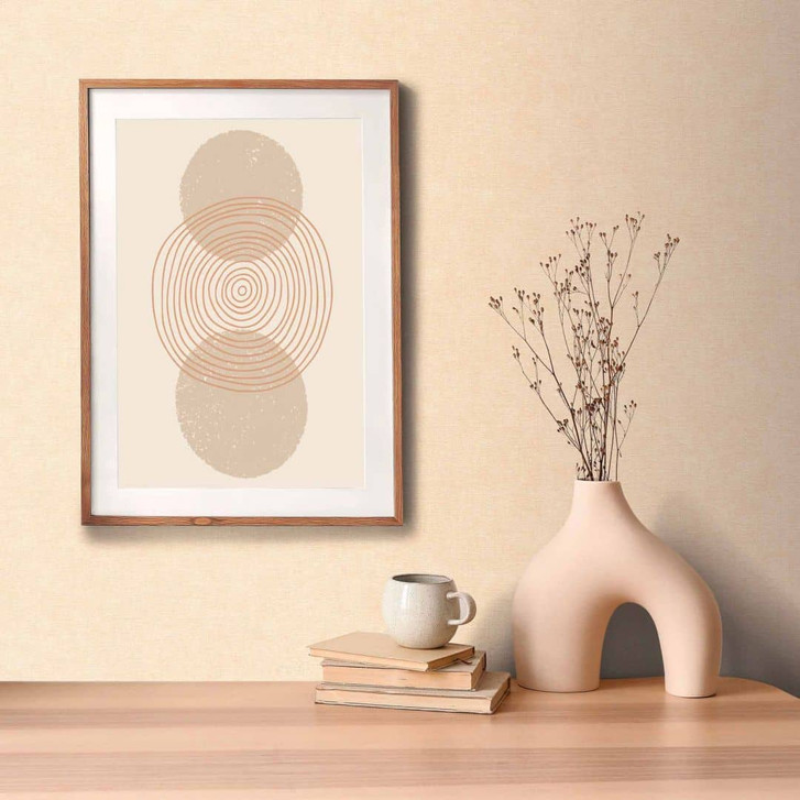 Sandfarbene Leinenstruktur-Tapete - Natürliche Vliestapete für behagliche Räume - WA397056