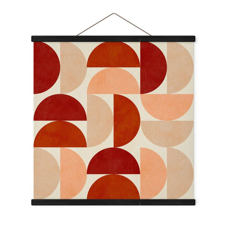 Stoffbild Abstrakte Halbkreise in warmen Naturtönen - Bre - Quadratisch - WA456352