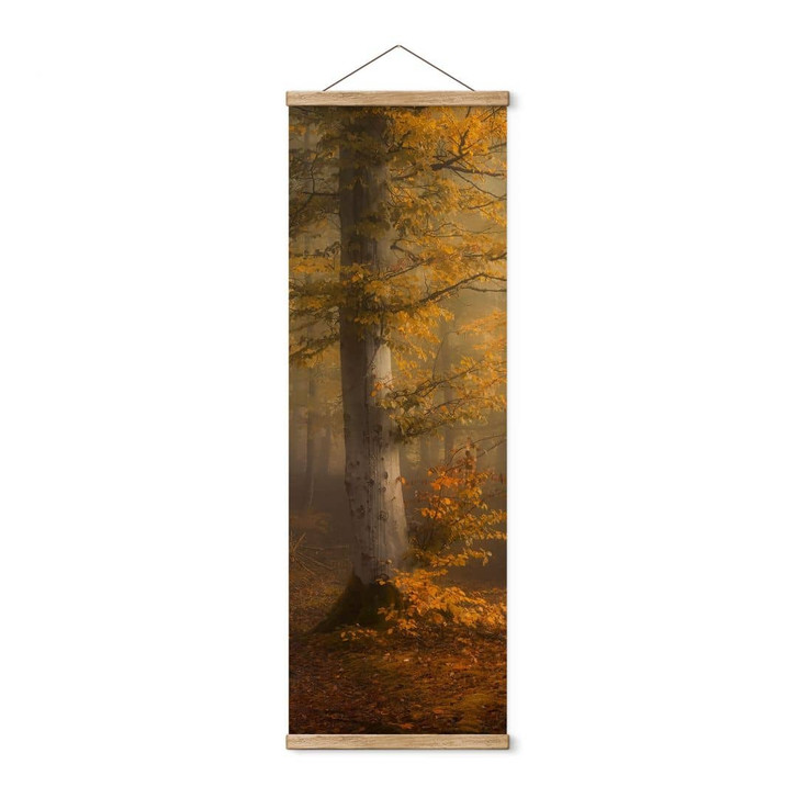 Stoffbild Goldene Blätter im nebligen Wald - Maier - Panorama - WA448286