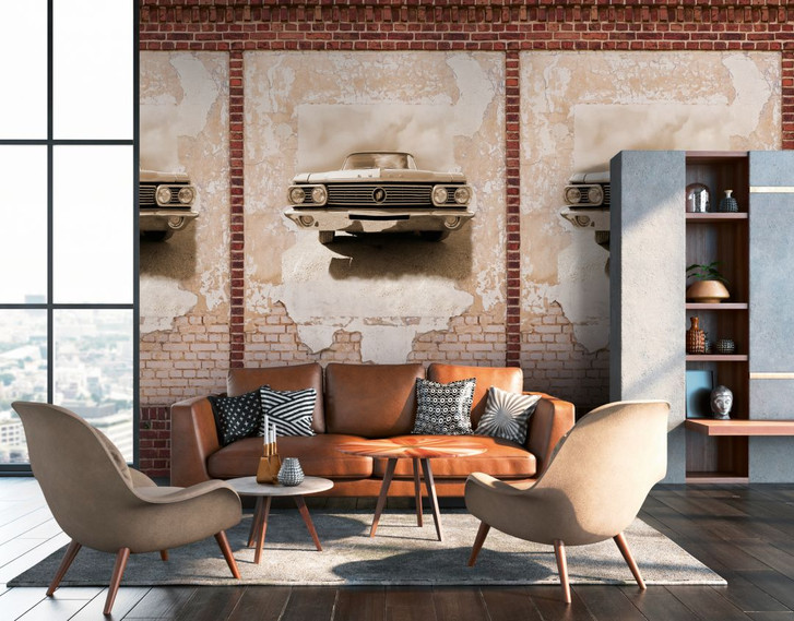 Fototapete Oldtimer braun beige - Vliestapete Modern Livingwalls - matt und glatt - WA396532