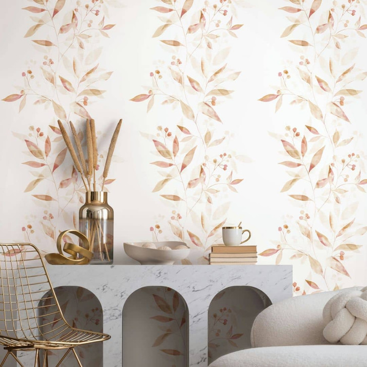 Vliestapete Blätter Floral Natur matt in Weiss Beige - WA508909