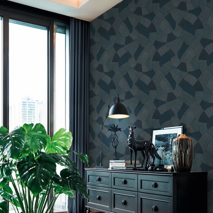 Vliestapete geometrisch Formen blau beige Tapete Wandtapete Geometrisch - WA506983