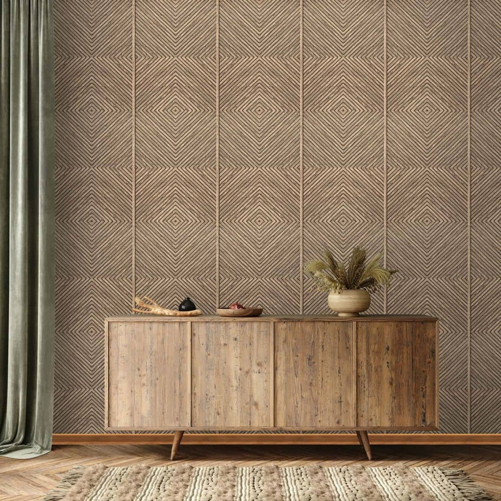 Vliestapete Holz, Geometrisch Holzoptik Geometrisch, Landhaus matt in Beige - WA483152