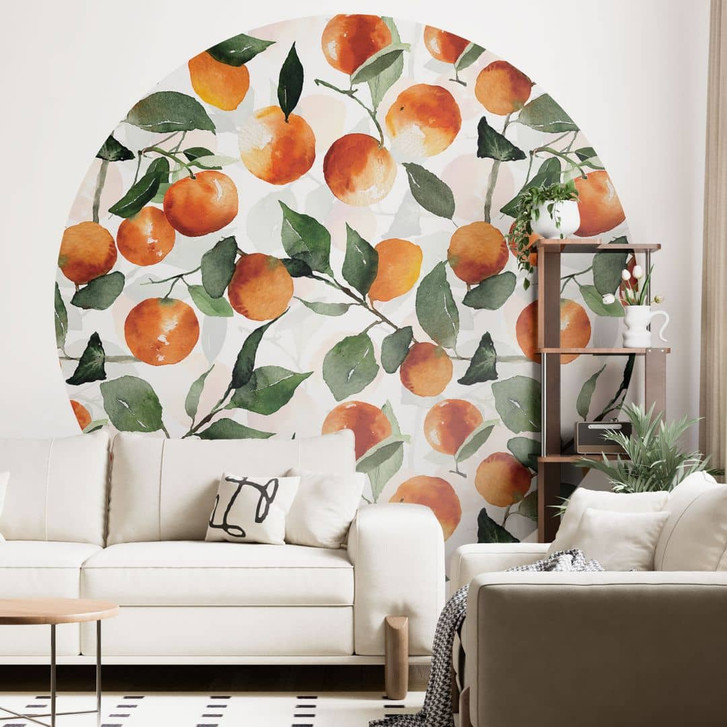 Fototapete Fruchtige Mandarinen - Obst Tapete - UN Designs - Rund - Selbstklebend/Vlies - WA399647