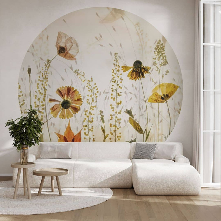 Fototapete Wilde Wiesenblumen im Sonnenlicht - Talen | Blumentapete Rund - Selbstklebend/Vlies - WA467042