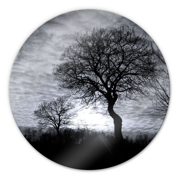 Glasbild Black and White Sunset - rund - WA120910