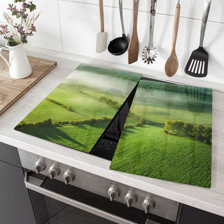 Herdabdeckplatte Idyllische Felder im Nebel - Keller - WA432613