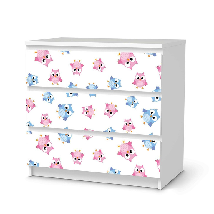 Klebefolie IKEA Malm Kommode 3 Schubladen - Eulenparty - CR109771