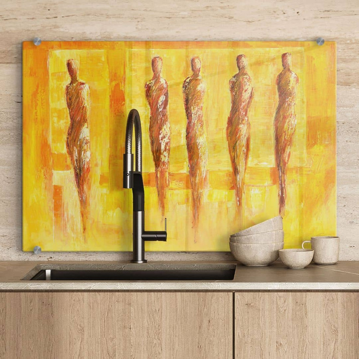 Spritzschutz Schüssler - Fünf Figuren in Gelb - WA134987