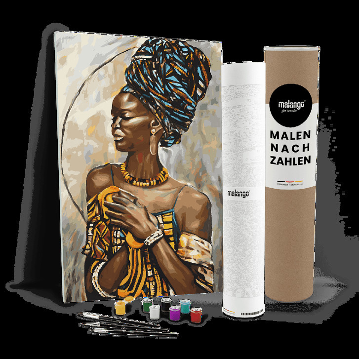 Malen nach Zahlen Leinwandbild - Frau traditionell African Style - WA447396