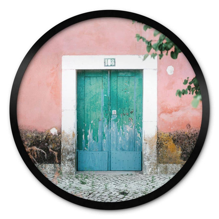 Poster Mediterrane Hausfassade in Lissabon - Zwart - Rund - WA460003