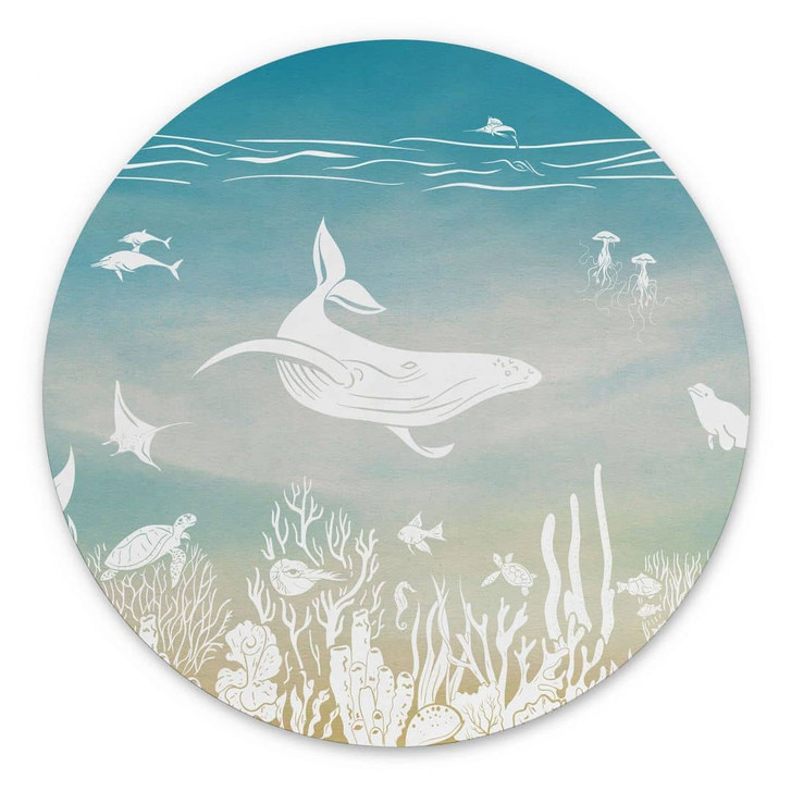 Rundes Wandbild Unterwasserwelt-Paradies - Ombre - Kikki Belle - Alu-Dibond - WA441528