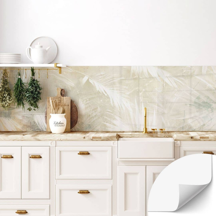 Selbstklebende Küchenrückwand Abstrakte weisse Palmenblätter - Kulik - WA428839