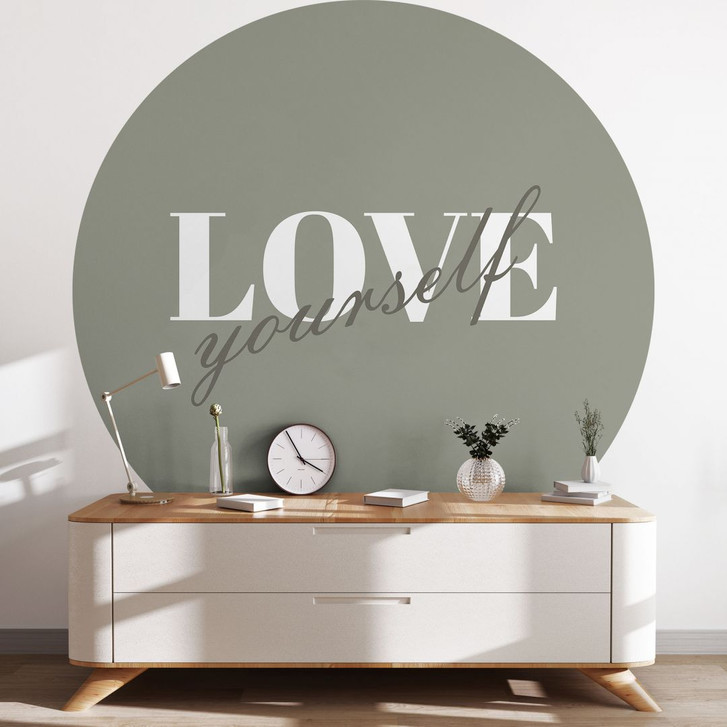 Spruch Fototapete Love yourself - Rund - Selbstklebend/Vlies - WA470340